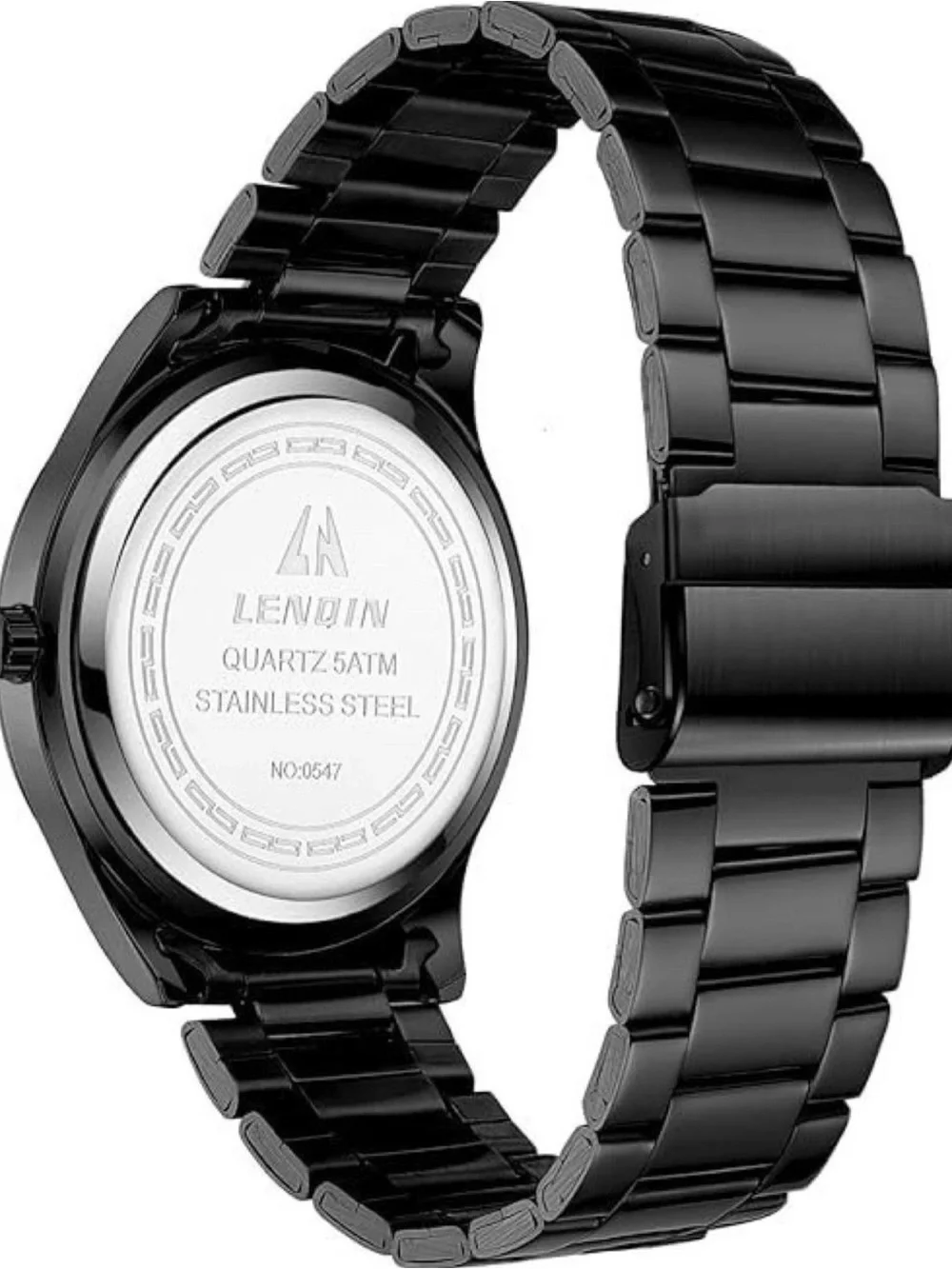 LENQIN Black Stainless Steel Watch